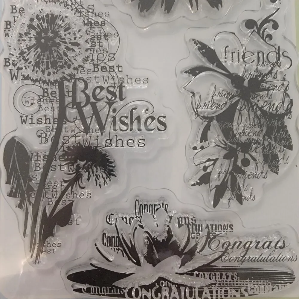 Inkadinkado & Heidi Grace Clear Stamps Flower Sentiments Friendship LOT of 2